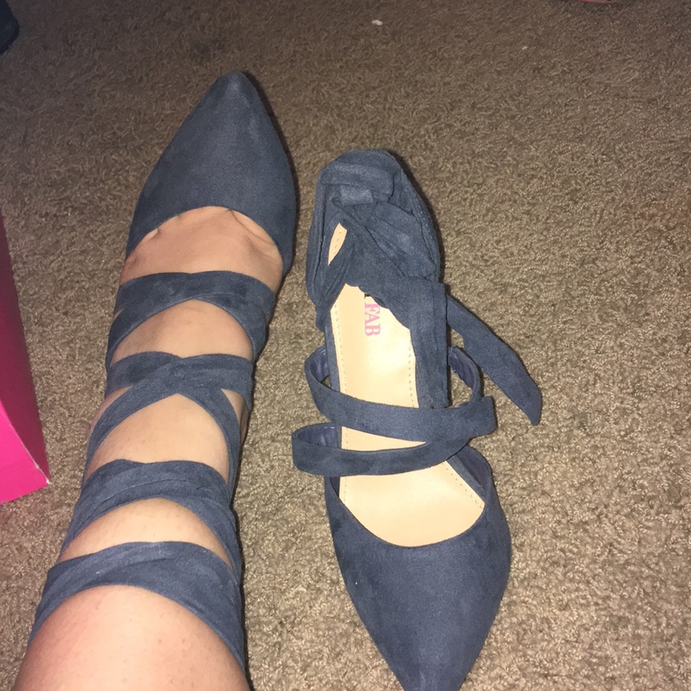 Faded blue pointy ballet heels